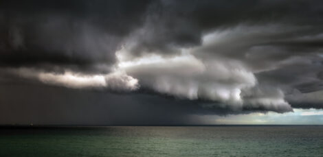 panorama of stormy clouds on the sea